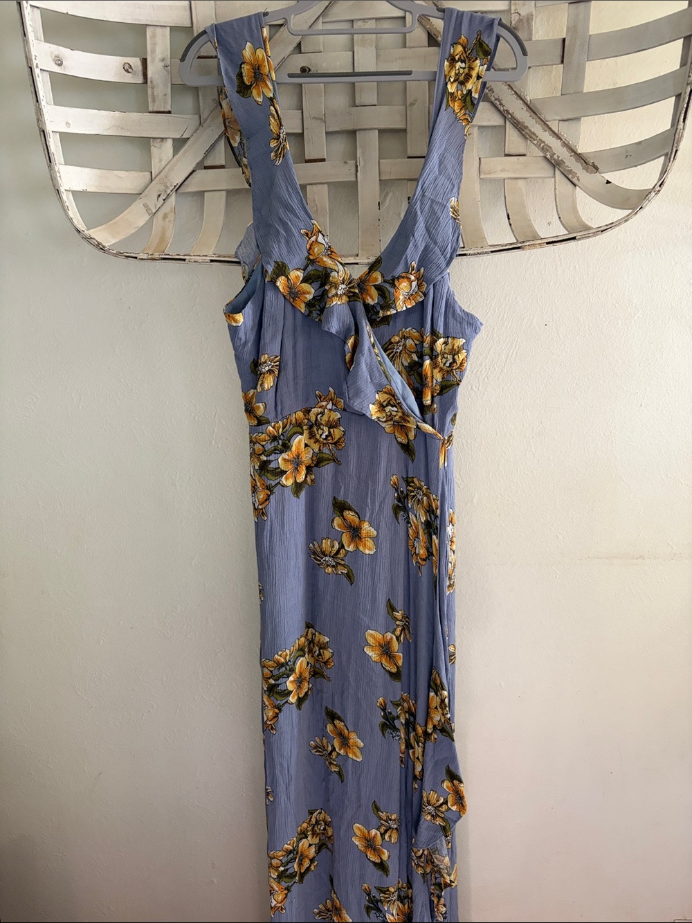 Dance & Marvel Blue Maxi Dress with Yellow Floral Print